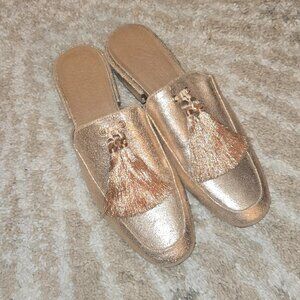 Bettye Muller Metallic Rose Gold Mules Size 9